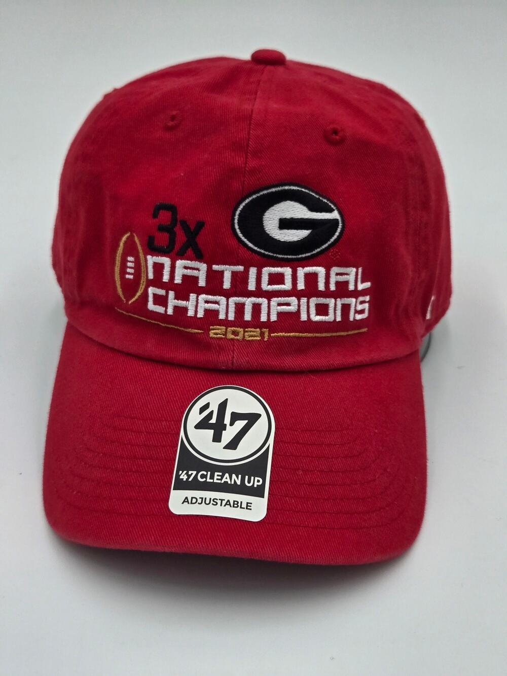 47 Brand Georgia Bulldogs 3 Time National Champions Hat Red NCAA Adjustable Cap